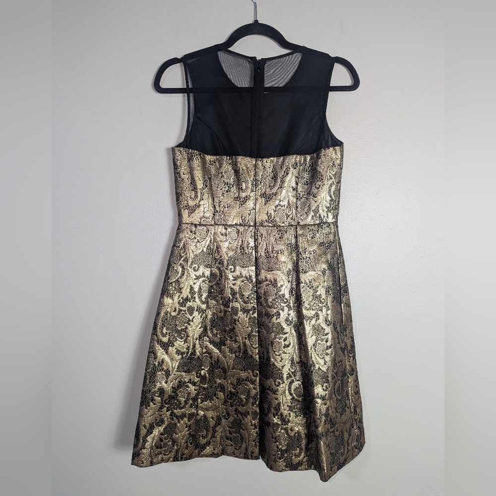 2P Eliza J Petites Gold Jacquard Fit & Flare Dress - Picture 4 of 6